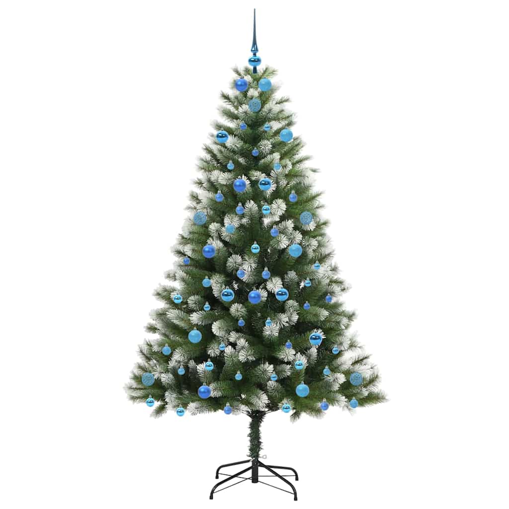vidaXL Artificial Hinged Christmas Tree with Flocked Snow 300 LEDs - Green - 210 cm - 46705