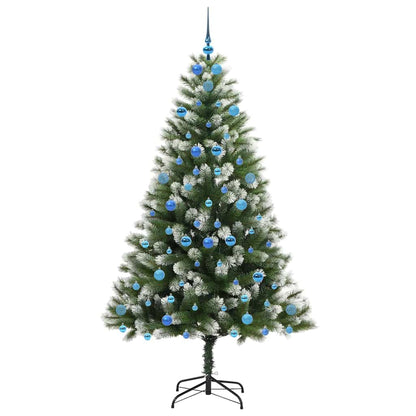 vidaXL Artificial Hinged Christmas Tree with Flocked Snow 300 LEDs - Green - 210 cm - 46705