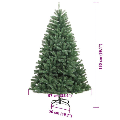 vidaXL Artificial Hinged Christmas Tree Green 150 cm PVC and Metal - 46723