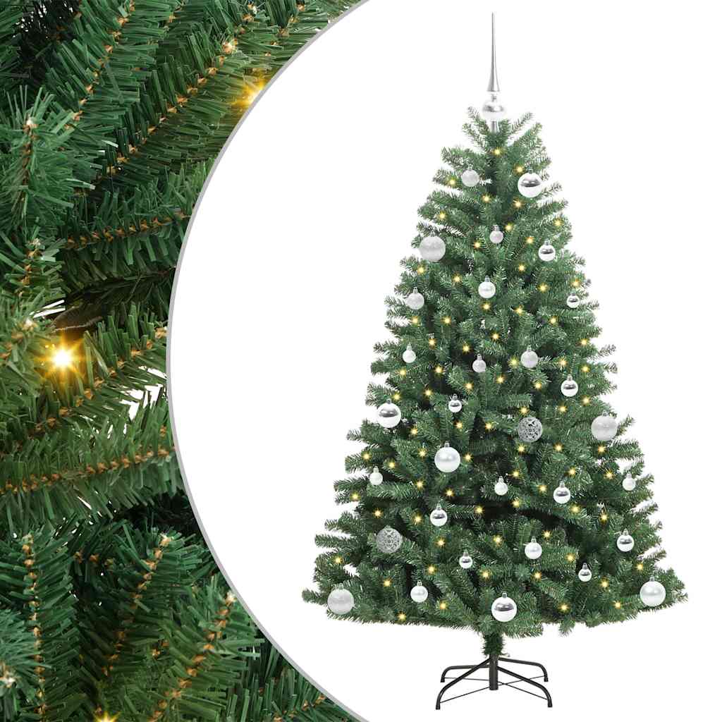 vidaXL Artificial Hinged Christmas Tree Green 150 cm PVC and Metal - 46745