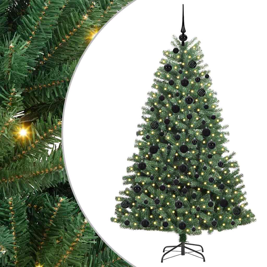 vidaXL Artificial Hinged Christmas Tree Green 180 cm PVC and Metal