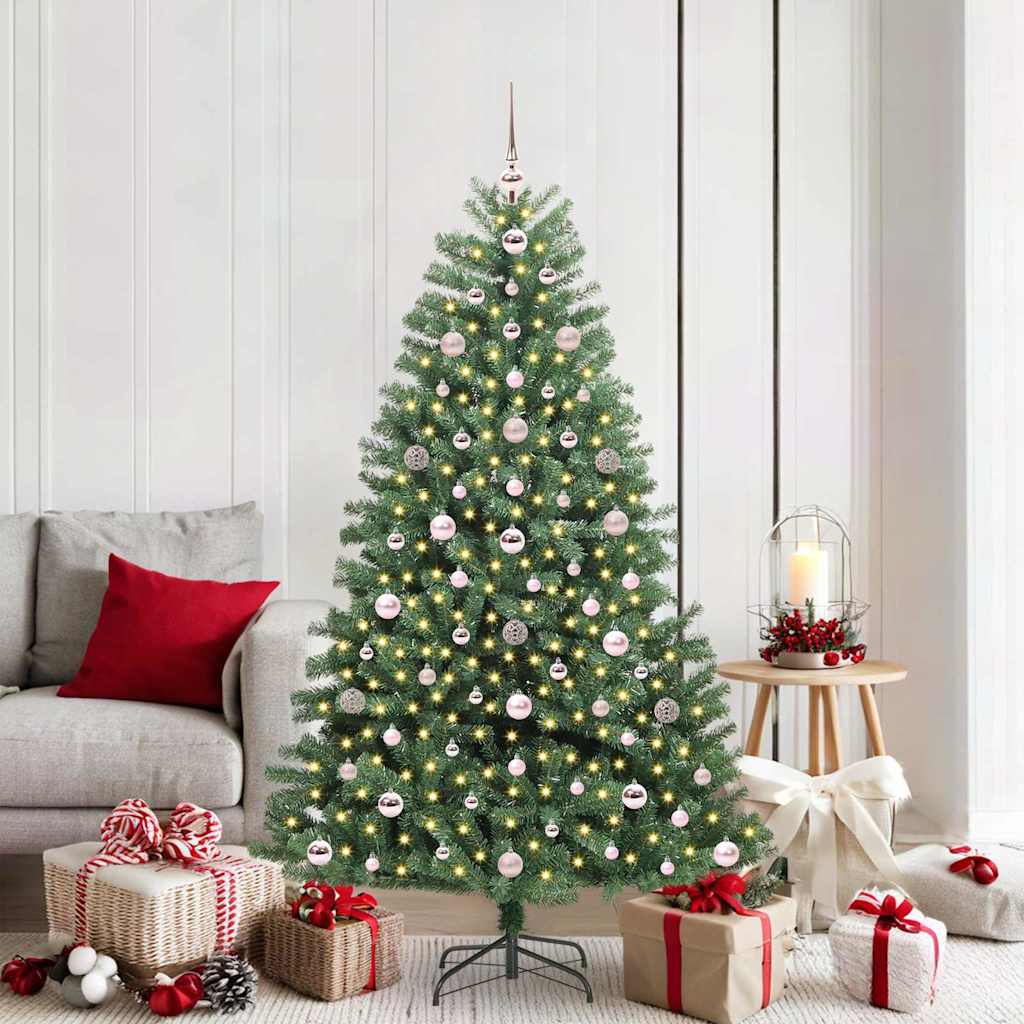 vidaXL Artificial Hinged Christmas Tree Green 180 cm PVC and Metal - 46765