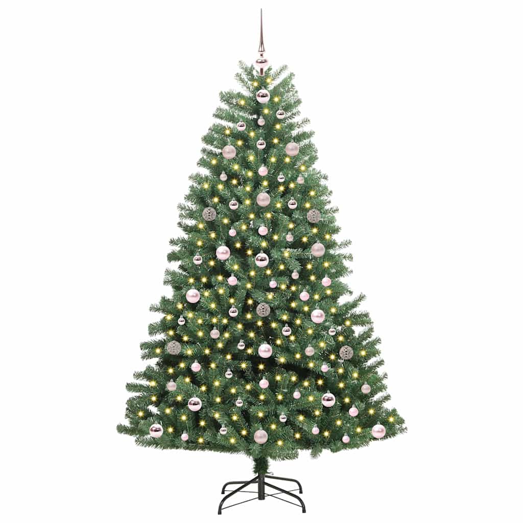 vidaXL Artificial Hinged Christmas Tree Green 180 cm PVC and Metal - 46765