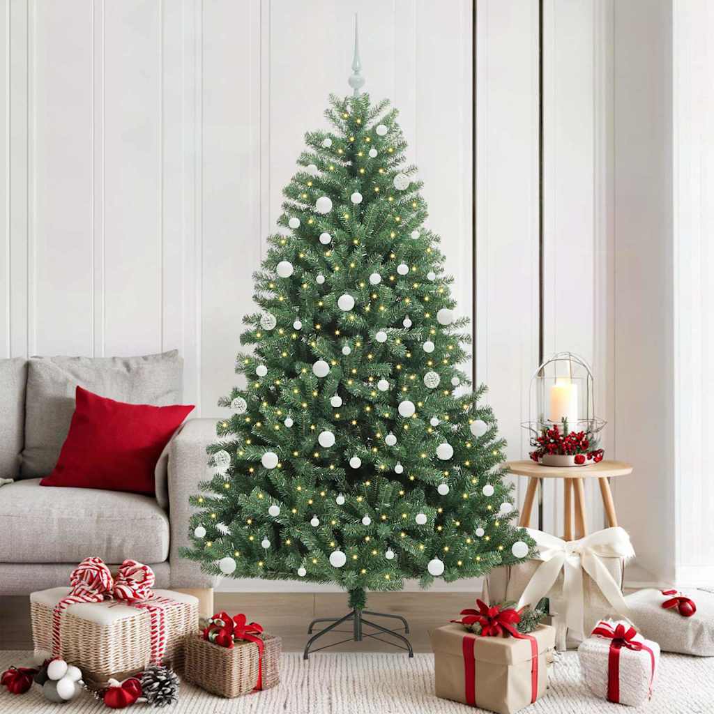 vidaXL Artificial Hinged Christmas Tree Green 180 cm PVC and Metal - 46774