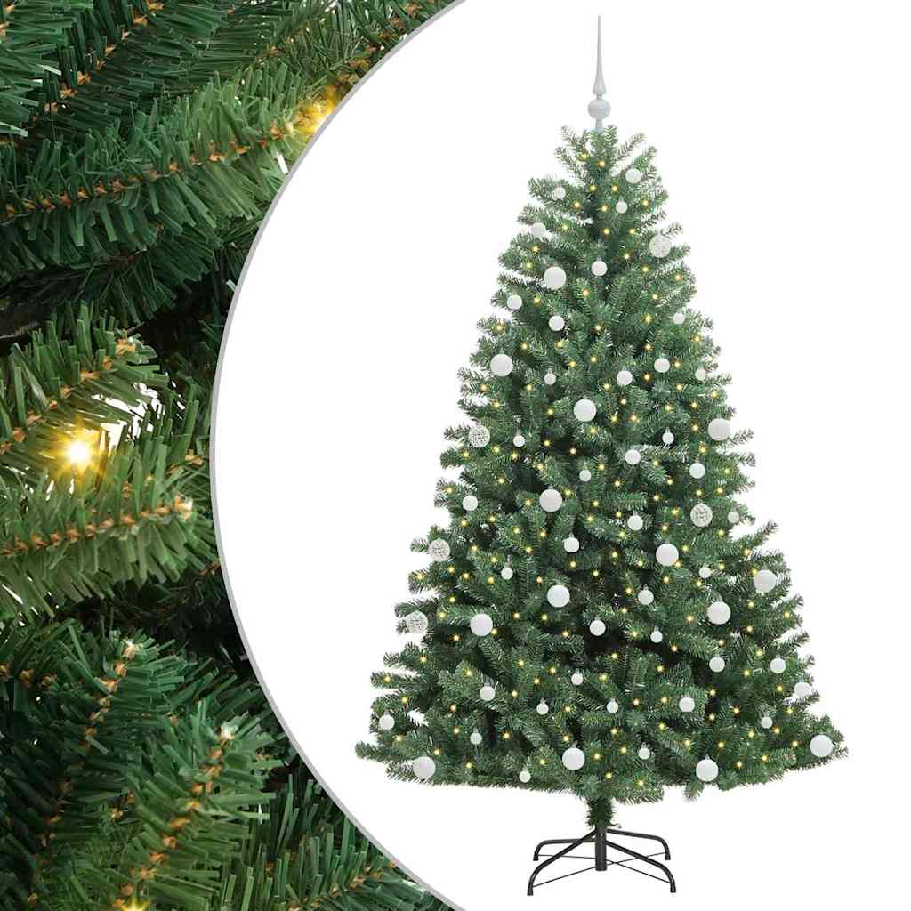 vidaXL Artificial Hinged Christmas Tree Green 180 cm PVC and Metal - 46774