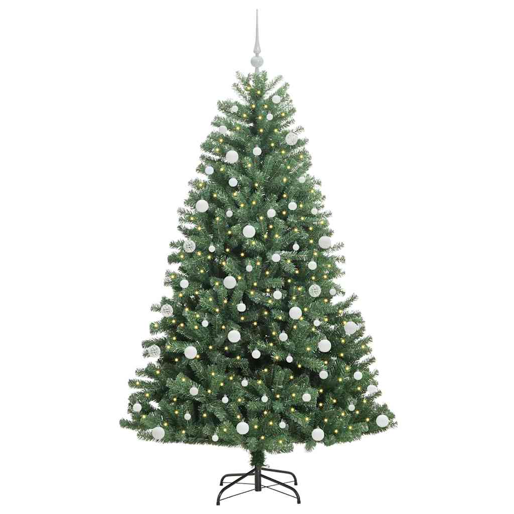 vidaXL Artificial Hinged Christmas Tree Green 180 cm PVC and Metal - 46774