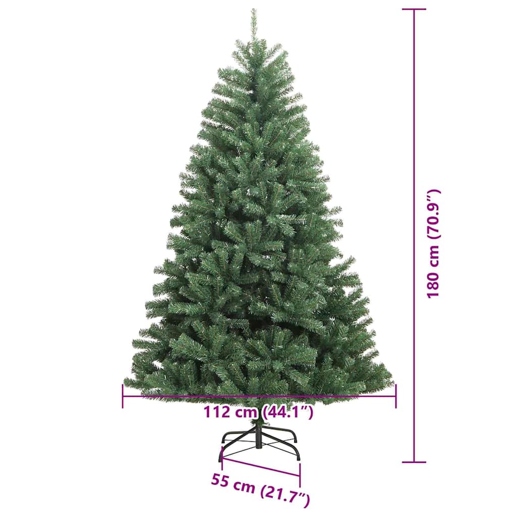 vidaXL Artificial Hinged Christmas Tree Green 180 cm PVC and Metal - 46774