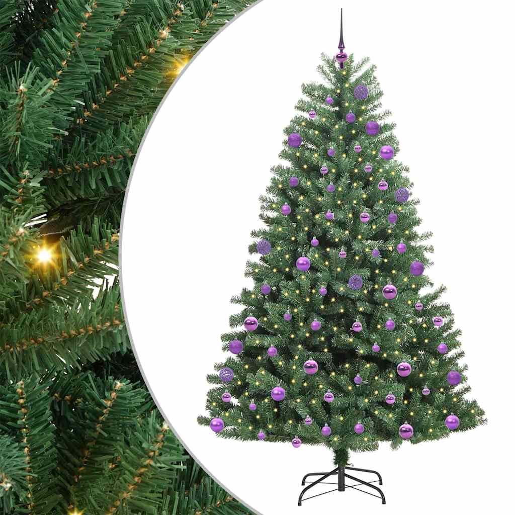 vidaXL Artificial Hinged Christmas Tree Green 180 cm PVC and Metal - 46785