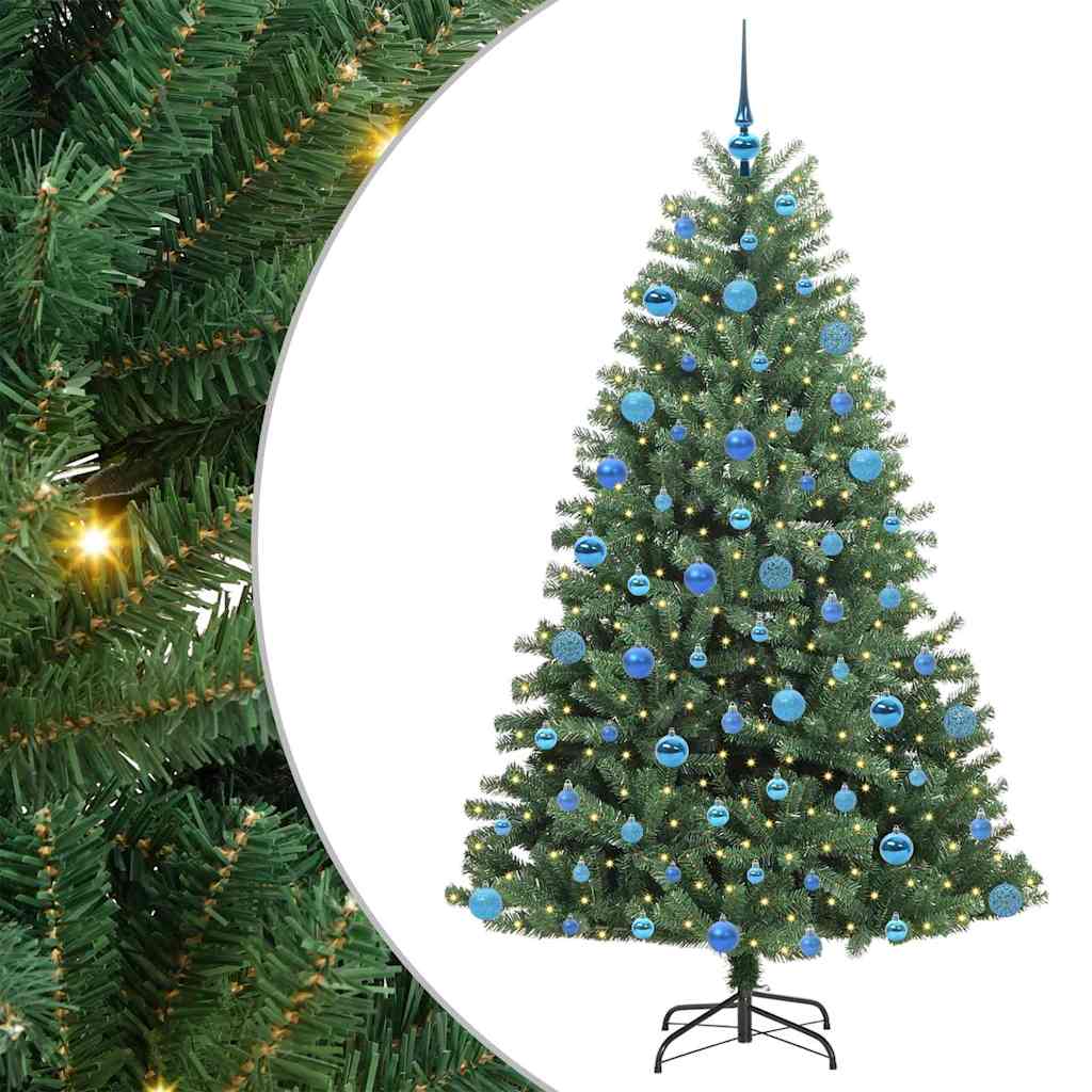 vidaXL Artificial Hinged Christmas Tree Green 180 cm PVC and Metal - 46790