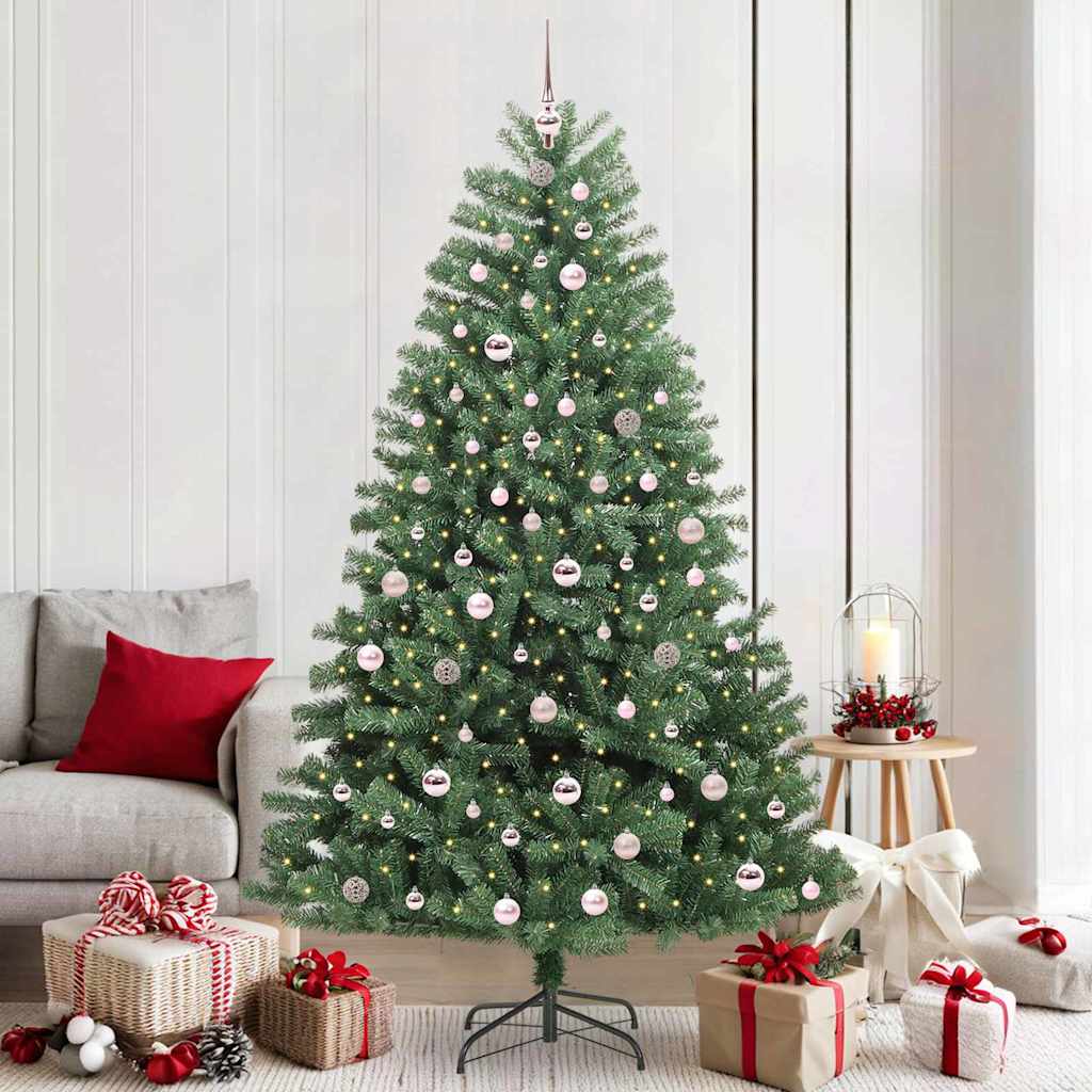 vidaXL Artificial Hinged Christmas Tree Green 210 cm PVC and Metal - 46792