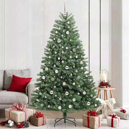 vidaXL Artificial Hinged Christmas Tree Green 210 cm PVC and Metal - 46792