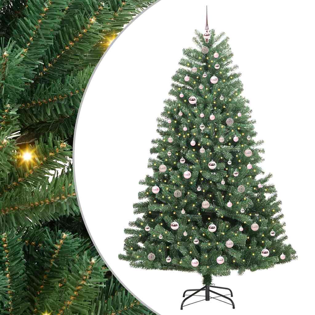 vidaXL Artificial Hinged Christmas Tree Green 210 cm PVC and Metal - 46792
