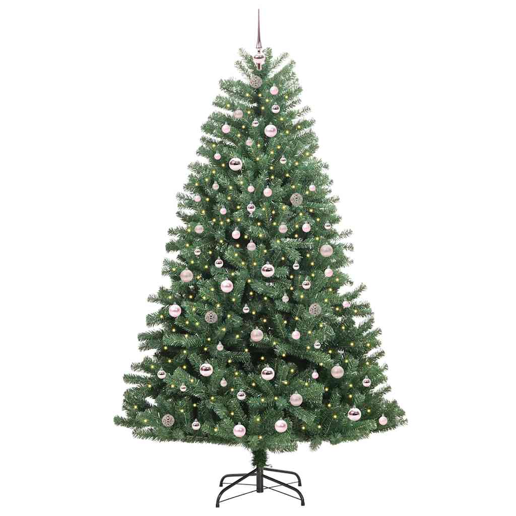 vidaXL Artificial Hinged Christmas Tree Green 210 cm PVC and Metal - 46792