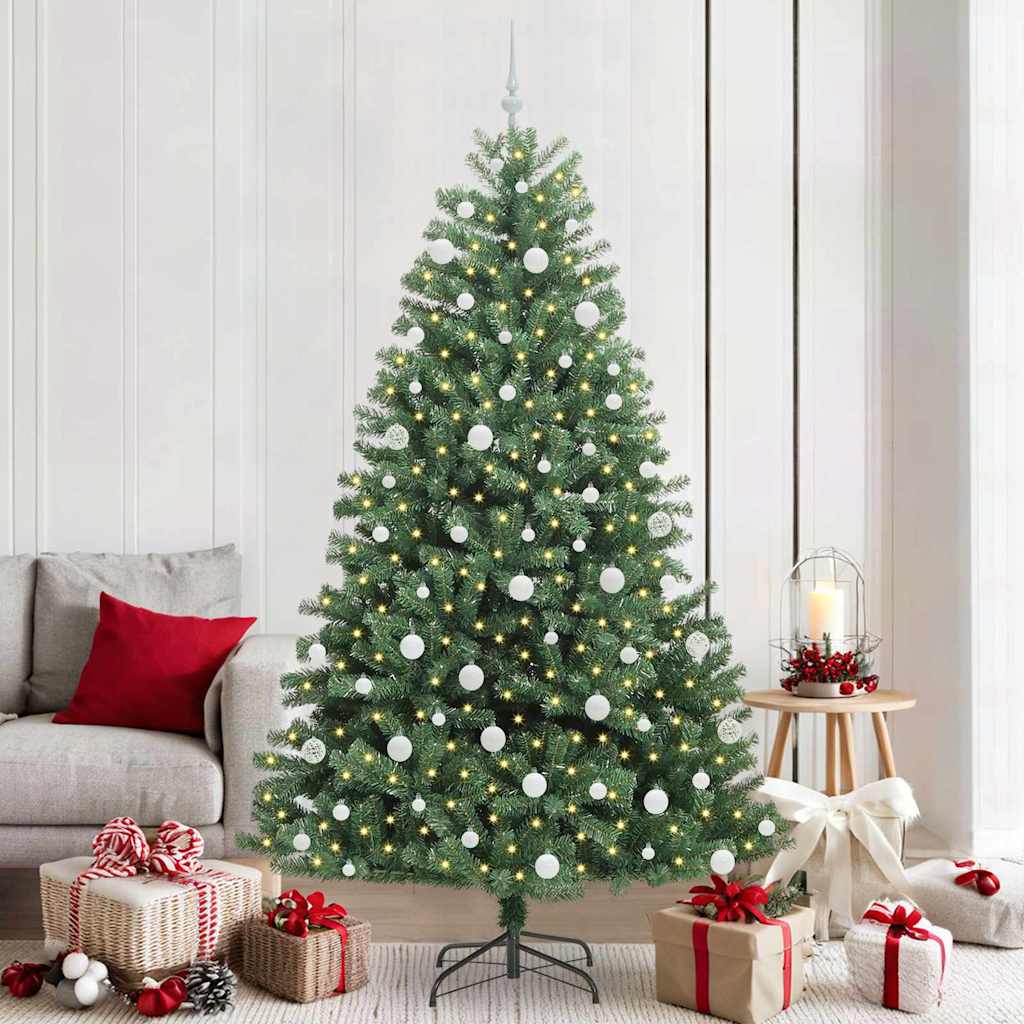 vidaXL Artificial Hinged Christmas Tree Green 210 cm PVC and Metal - 46805