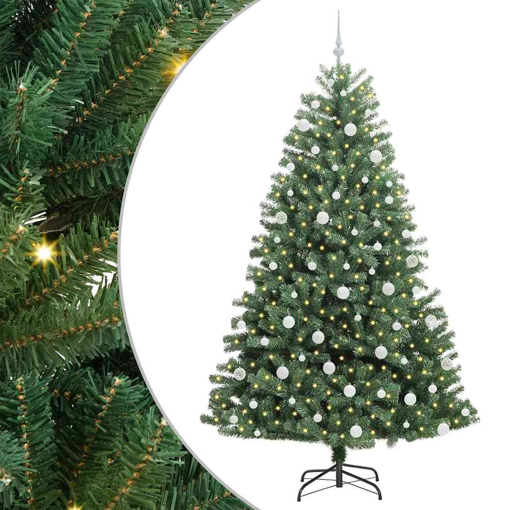 vidaXL Artificial Hinged Christmas Tree Green 210 cm PVC and Metal - 46805