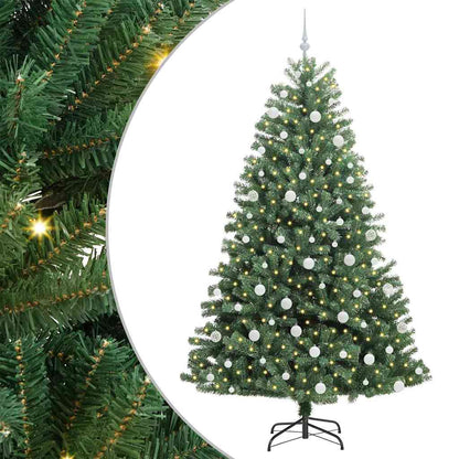 vidaXL Artificial Hinged Christmas Tree Green 210 cm PVC and Metal - 46805