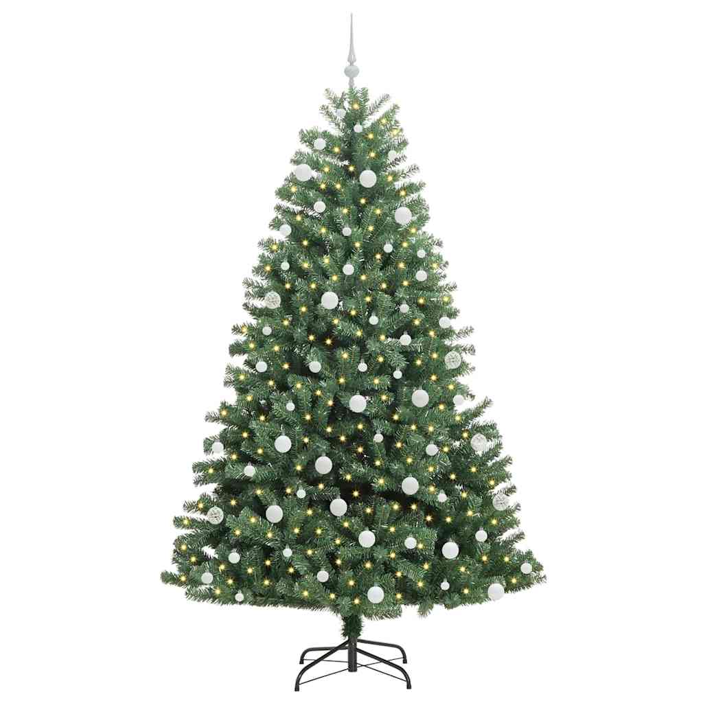 vidaXL Artificial Hinged Christmas Tree Green 210 cm PVC and Metal - 46805