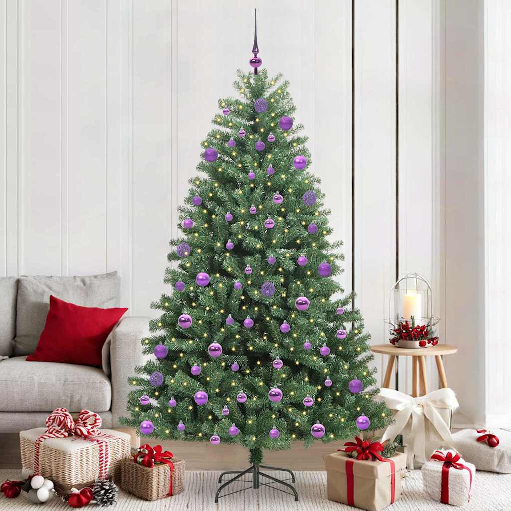 vidaXL Artificial Hinged Christmas Tree Green 210 cm PVC and Metal - 46814