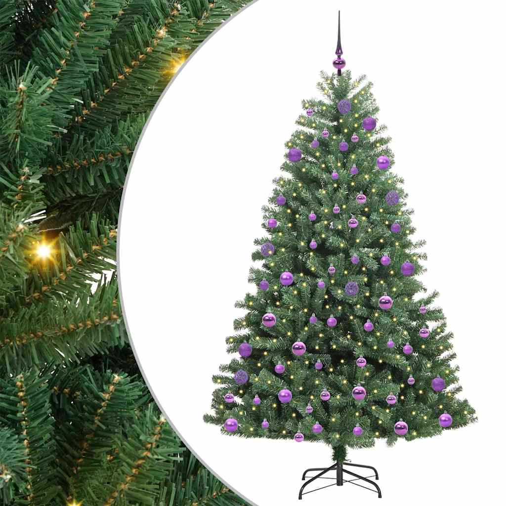 vidaXL Artificial Hinged Christmas Tree Green 210 cm PVC and Metal - 46814