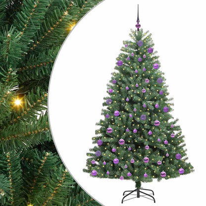 vidaXL Artificial Hinged Christmas Tree Green 210 cm PVC and Metal - 46814