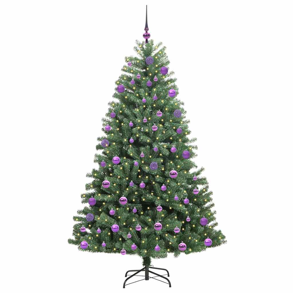 vidaXL Artificial Hinged Christmas Tree Green 210 cm PVC and Metal - 46814