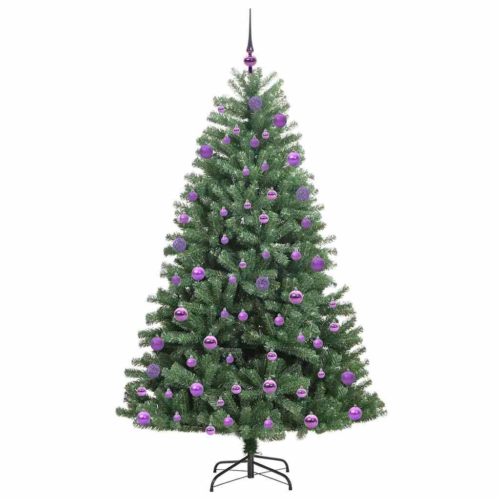 vidaXL Artificial Hinged Christmas Tree Green 210 cm PVC and Metal - 46814