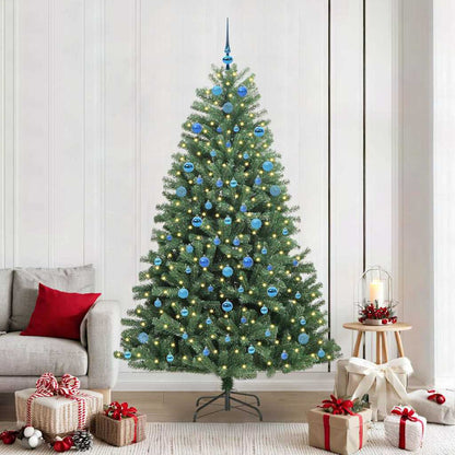 vidaXL Artificial Hinged Christmas Tree Green 210 cm PVC and Metal - 46825
