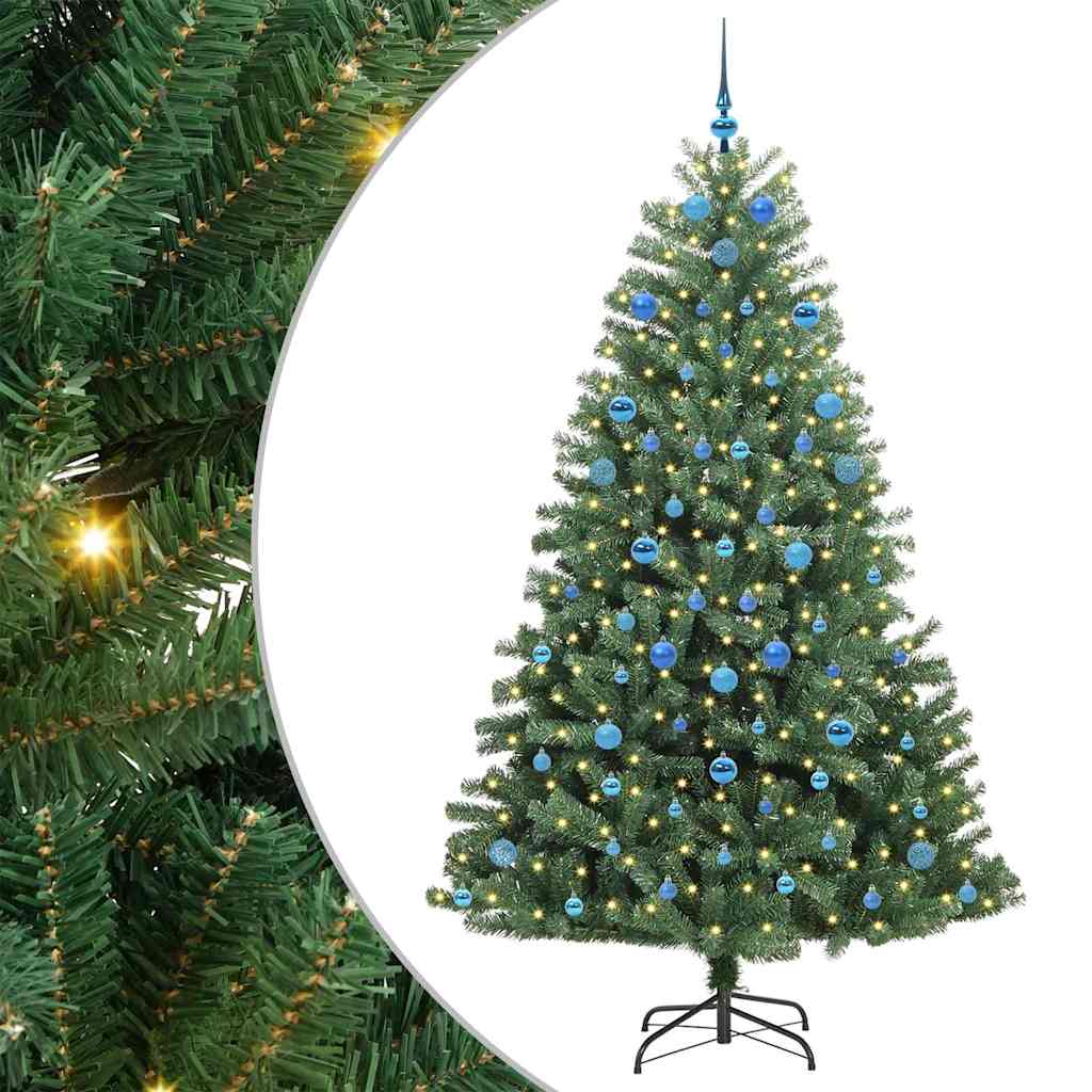 vidaXL Artificial Hinged Christmas Tree Green 210 cm PVC and Metal - 46825