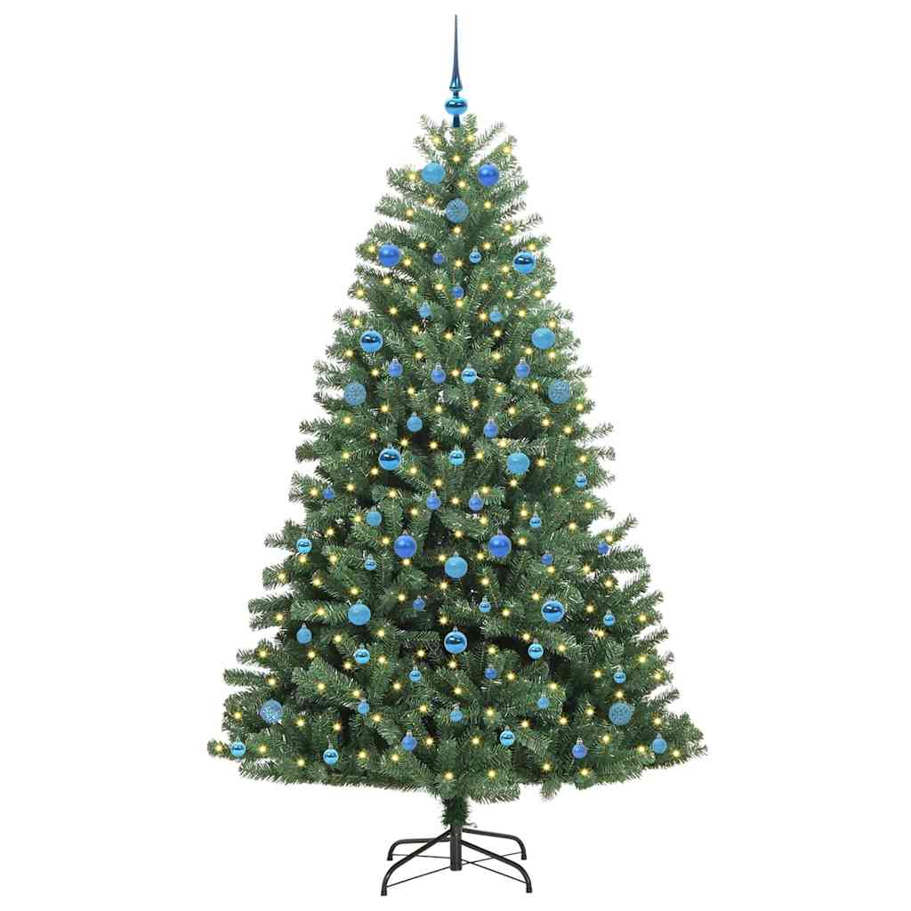 vidaXL Artificial Hinged Christmas Tree Green 210 cm PVC and Metal - 46825