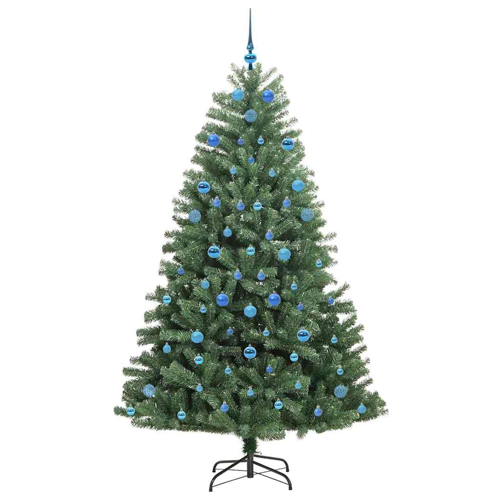vidaXL Artificial Hinged Christmas Tree Green 210 cm PVC and Metal - 46825