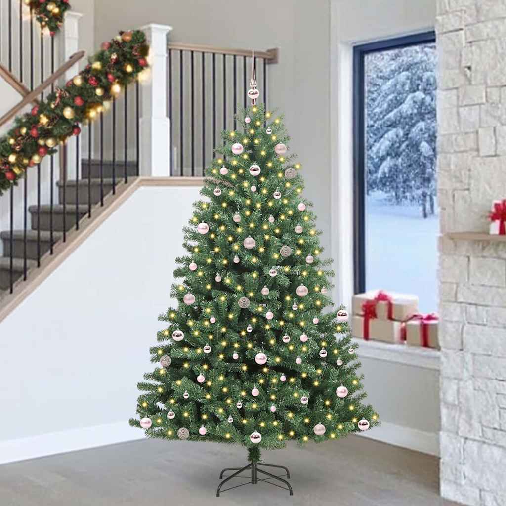 vidaXL Artificial Hinged Christmas Tree Green 240 cm PVC and Metal - 46828