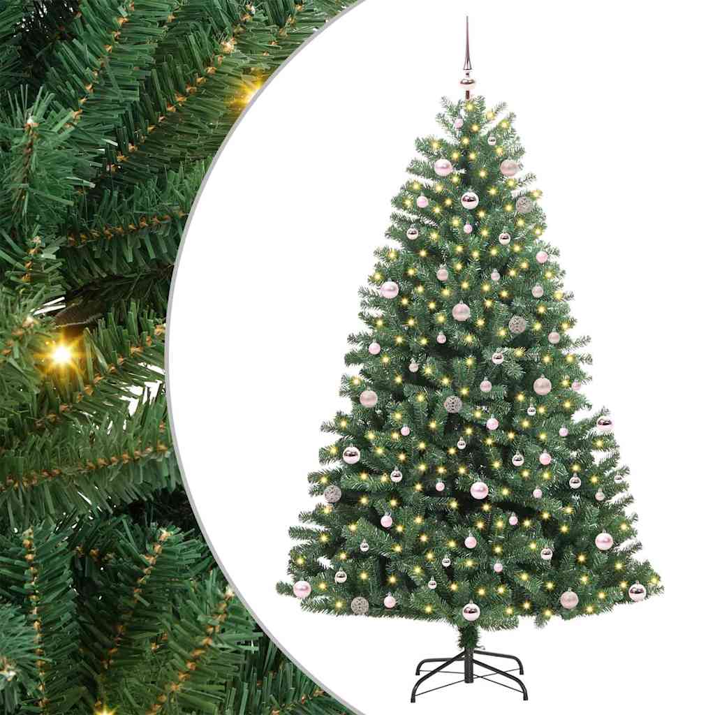vidaXL Artificial Hinged Christmas Tree Green 240 cm PVC and Metal - 46828