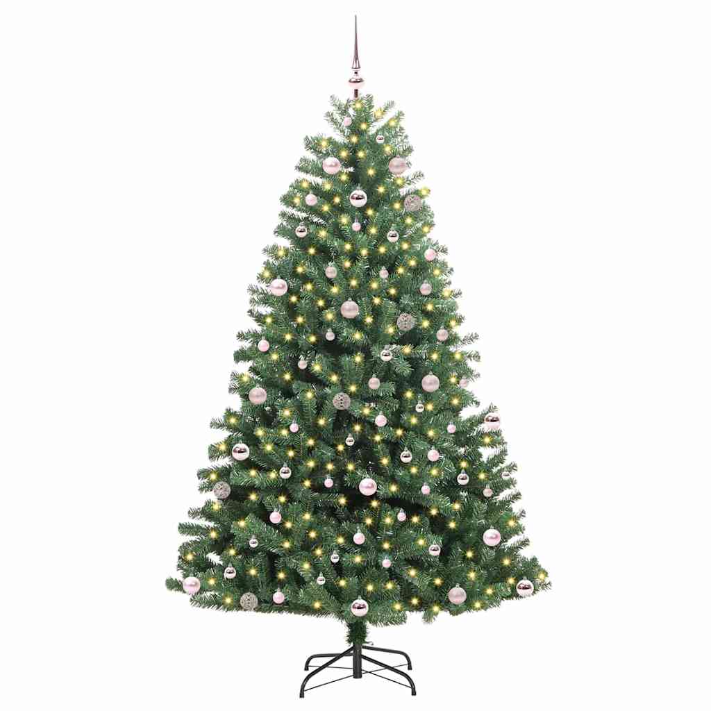vidaXL Artificial Hinged Christmas Tree Green 240 cm PVC and Metal - 46828