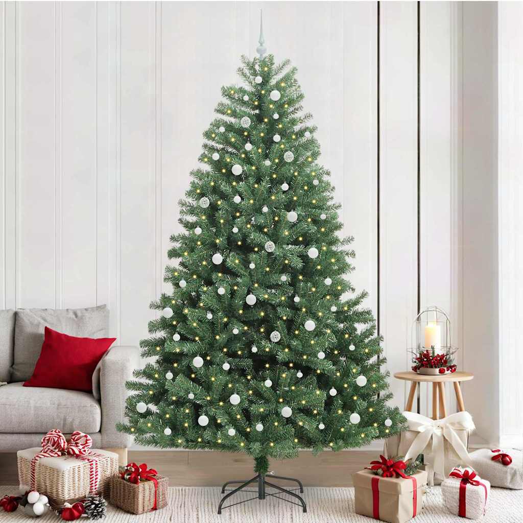 vidaXL Artificial Hinged Christmas Tree Green 240 cm PVC and Metal - 46829