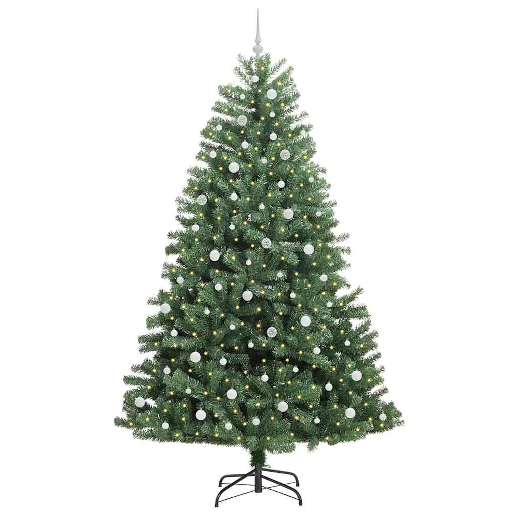 vidaXL Artificial Hinged Christmas Tree Green 240 cm PVC and Metal - 46829