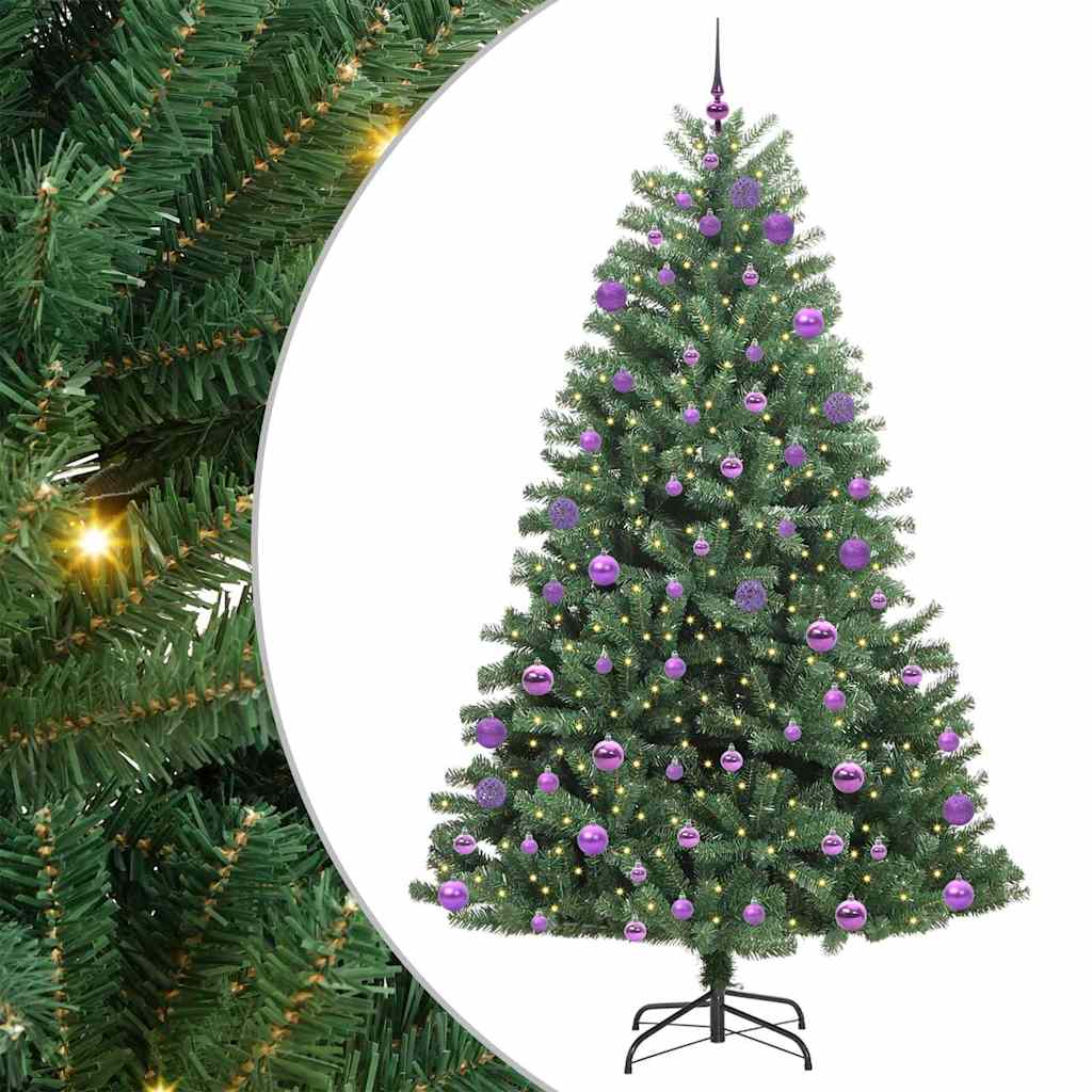 vidaXL Artificial Hinged Christmas Tree Green 240 cm PVC and Metal - 46842
