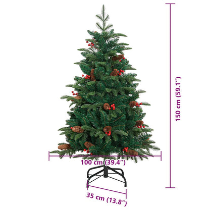 vidaXL Artificial Christmas Tree with 150 LEDs with Stand Green 150 cm - Gre - 100 x 100 x 150 cm - 144476
