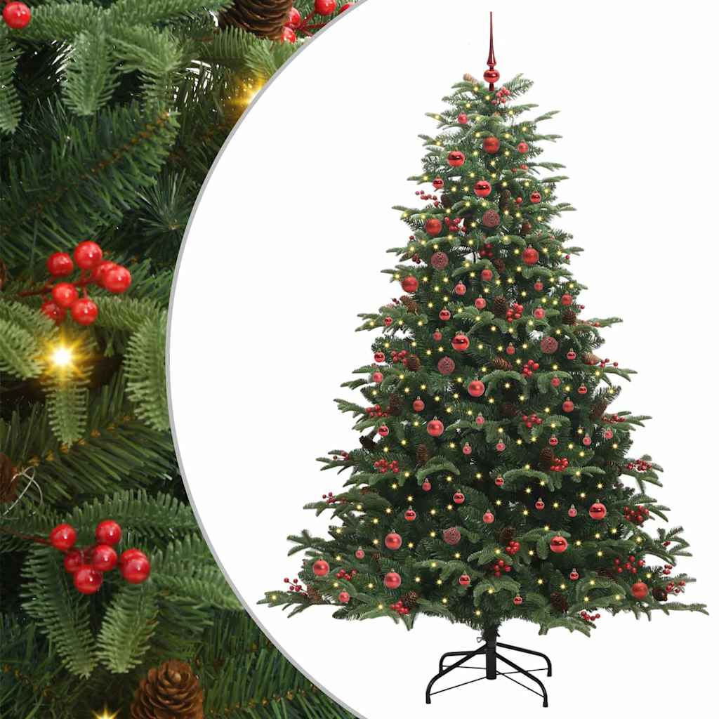 vidaXL Artificial Christmas Tree with 300 LEDs with Stand Green 210 cm - Gre - 139 x 139 x 210 cm