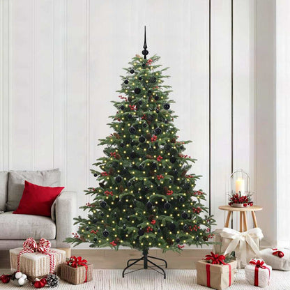 vidaXL Artificial Christmas Tree with 300 LEDs with Stand Green 210 cm - Gre - 139 x 139 x 210 cm - 144508