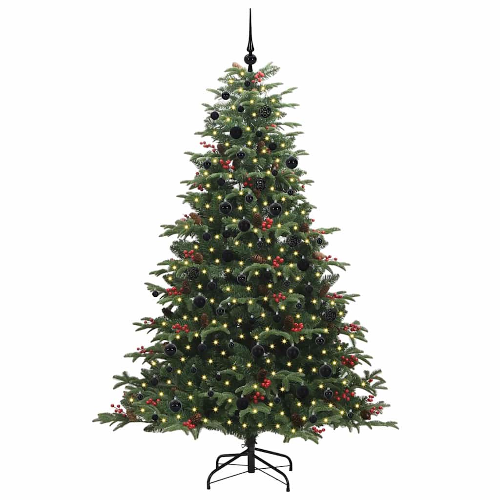 vidaXL Artificial Christmas Tree with 300 LEDs with Stand Green 210 cm - Gre - 139 x 139 x 210 cm - 144508