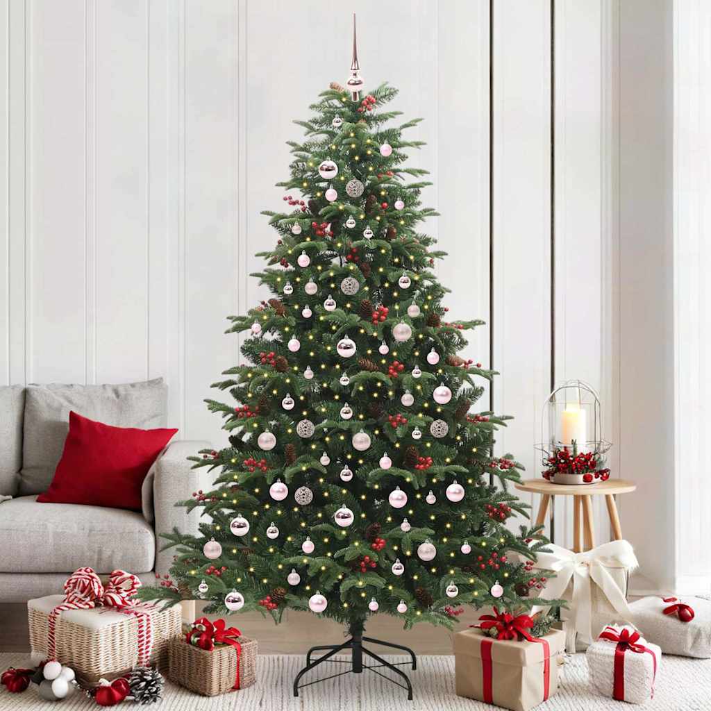 vidaXL Artificial Christmas Tree with 300 LEDs with Stand Green 210 cm - Gre - 139 x 139 x 210 cm - 144513
