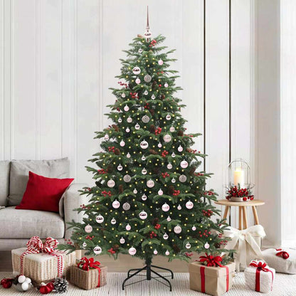 vidaXL Artificial Christmas Tree with 300 LEDs with Stand Green 210 cm - Gre - 139 x 139 x 210 cm - 144513