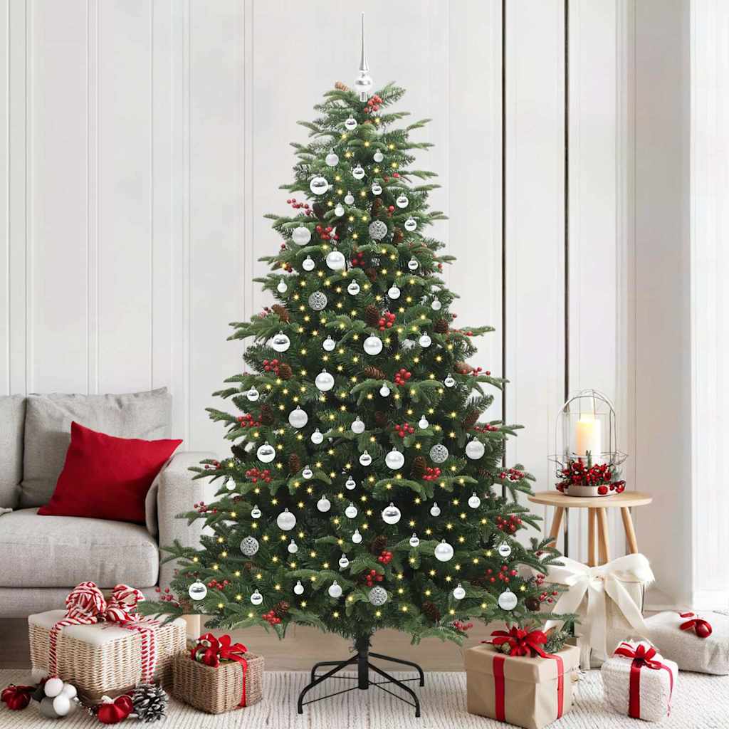 vidaXL Artificial Christmas Tree with 300 LEDs with Stand Green 210 cm - Gre - 139 x 139 x 210 cm - 144526