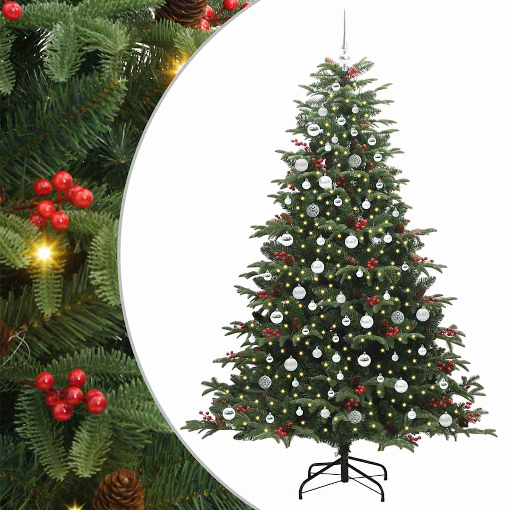 vidaXL Artificial Christmas Tree with 300 LEDs with Stand Green 210 cm - Gre - 139 x 139 x 210 cm - 144526