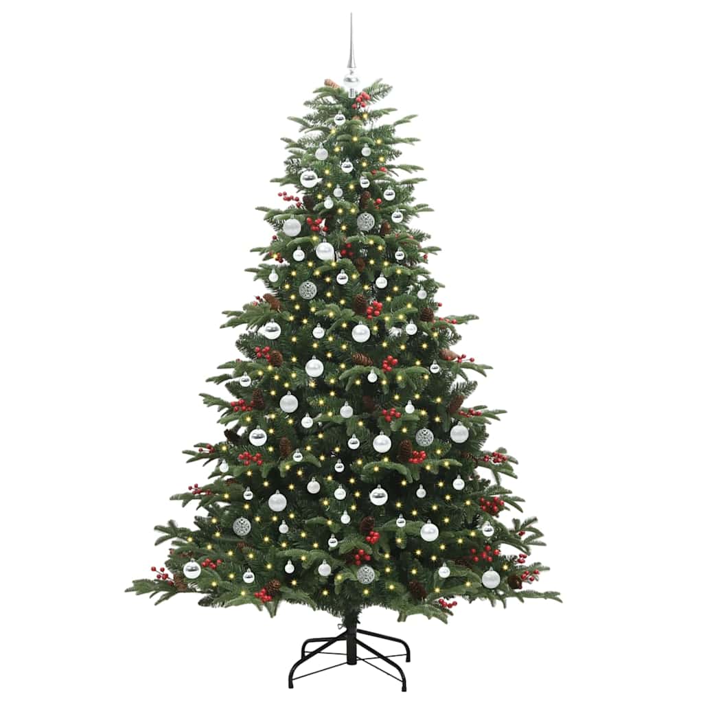 vidaXL Artificial Christmas Tree with 300 LEDs with Stand Green 210 cm - Gre - 139 x 139 x 210 cm - 144526