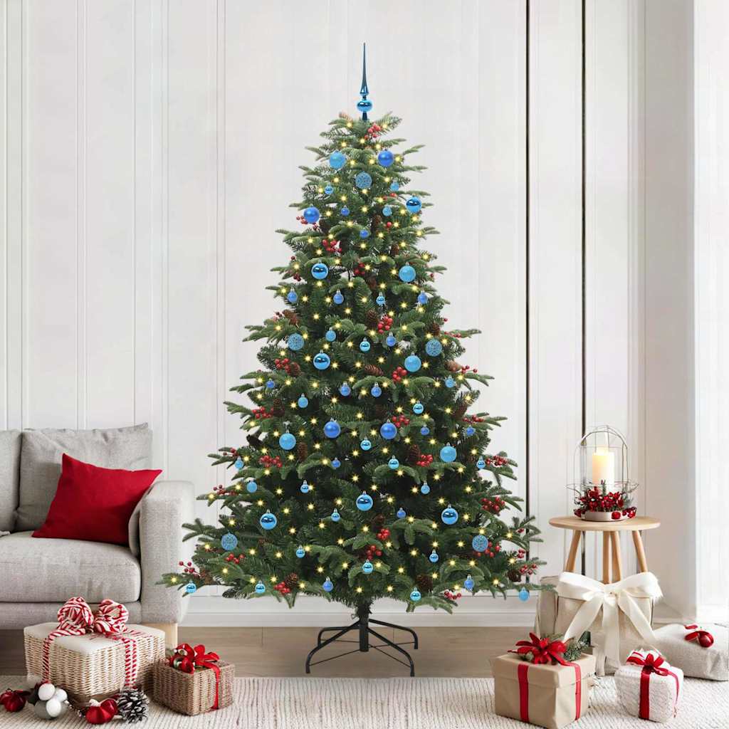 vidaXL Artificial Christmas Tree with 300 LEDs with Stand Green 210 cm - Gre - 139 x 139 x 210 cm - 144530