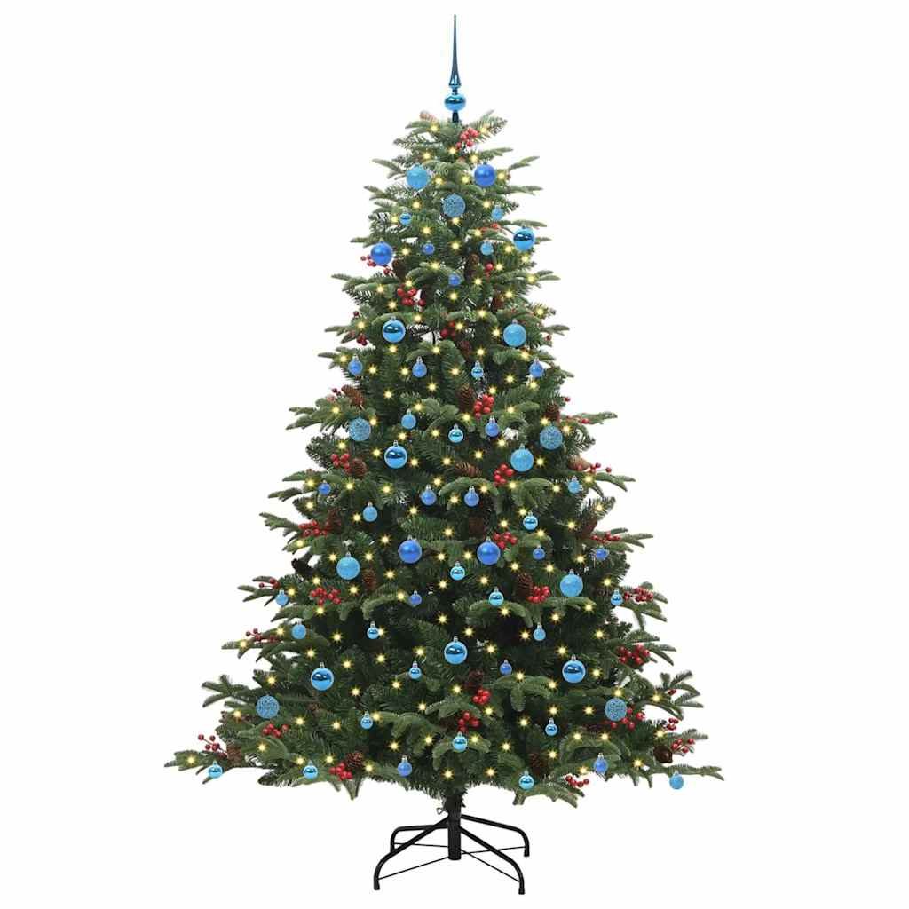 vidaXL Artificial Christmas Tree with 300 LEDs with Stand Green 210 cm - Gre - 139 x 139 x 210 cm - 144530
