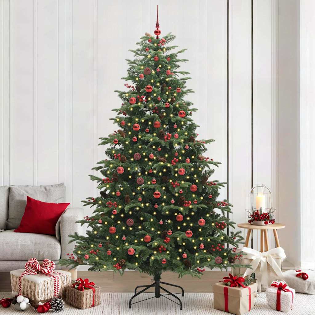 vidaXL Artificial Christmas Tree with 300 LEDs with Stand Green 240 cm - Gre - 157 x 157 x 240 cm