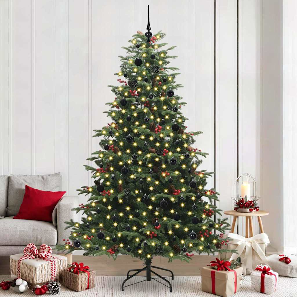 vidaXL Artificial Christmas Tree with 300 LEDs with Stand Green 240 cm - Gre - 157 x 157 x 240 cm - 144537