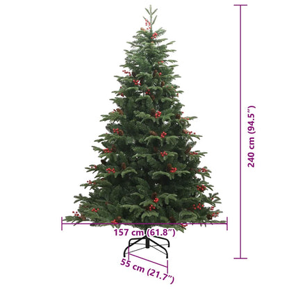 vidaXL Artificial Christmas Tree with 300 LEDs with Stand Green 240 cm - Gre - 157 x 157 x 240 cm - 144537
